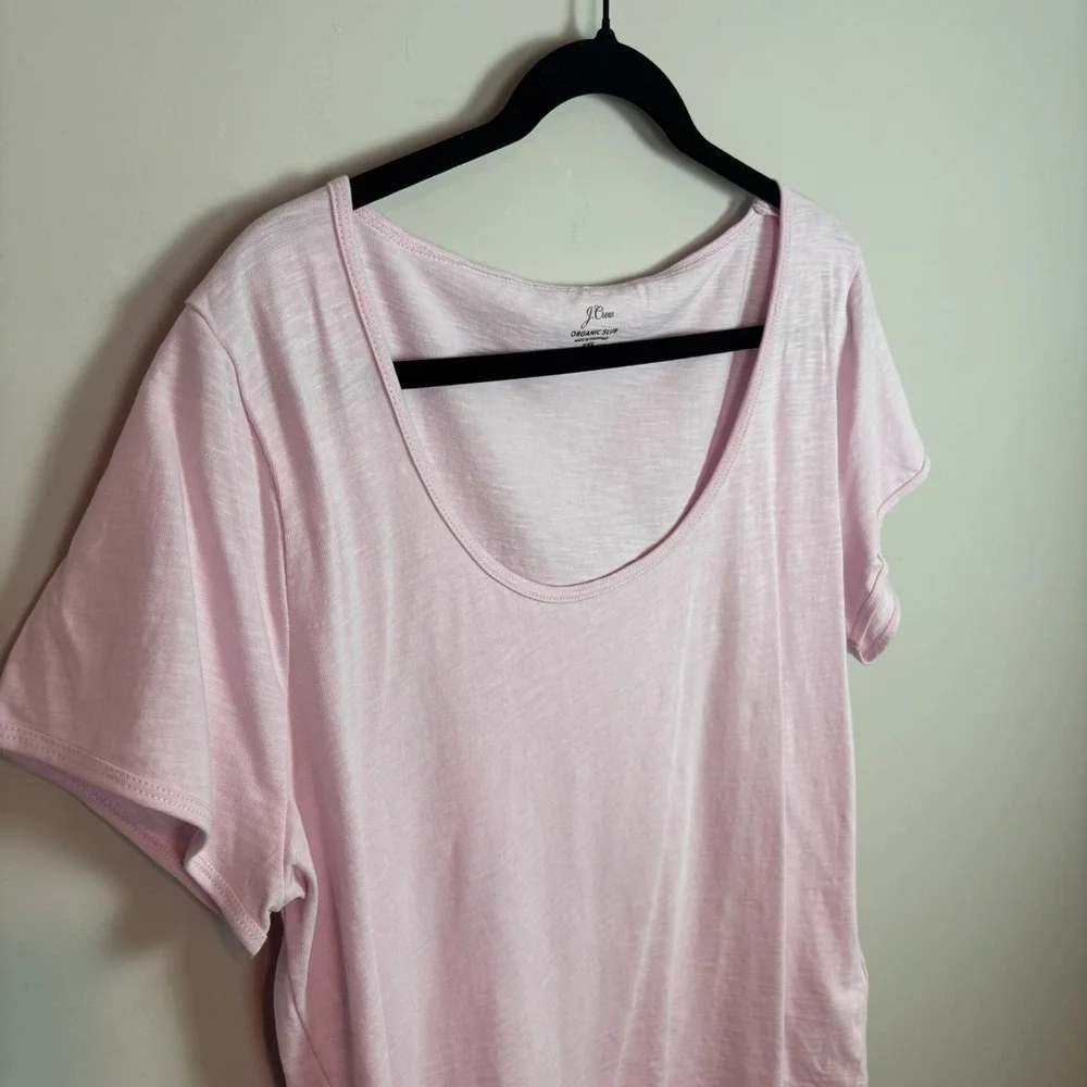 J.Crew Womens Pink Organic Slub 100% Cotton Scoop Neck Tee XXL Clean Girl soft